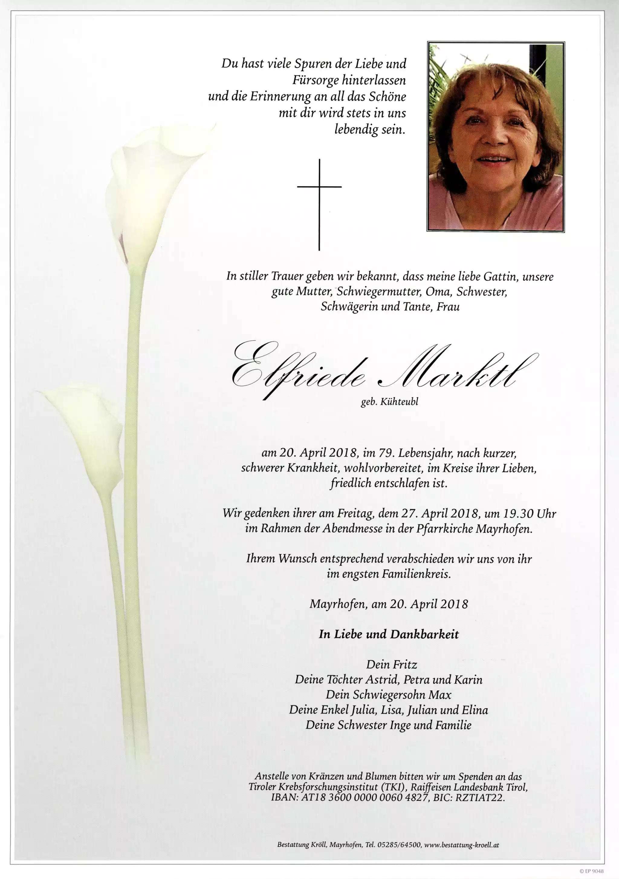 Parte von Elfriede Marktl